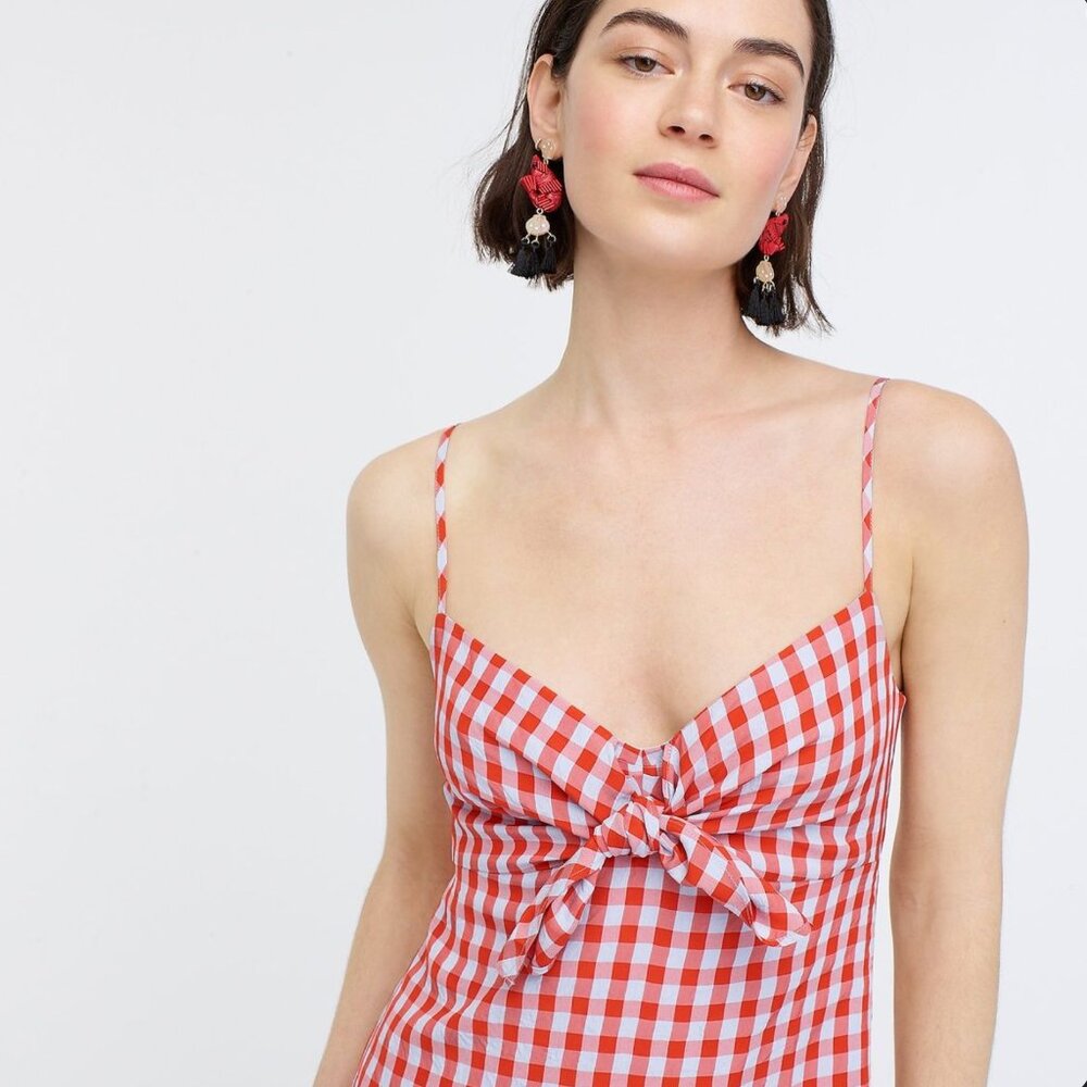 J. Crew Tie-front dress in Drapey Gingham, Size 0